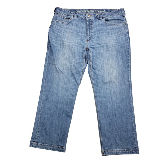 Duluth Trading Co Ballroom Double Flex Jeans Relaxed Fit Mens 40x28 Light Blue - Picture 1 of 13